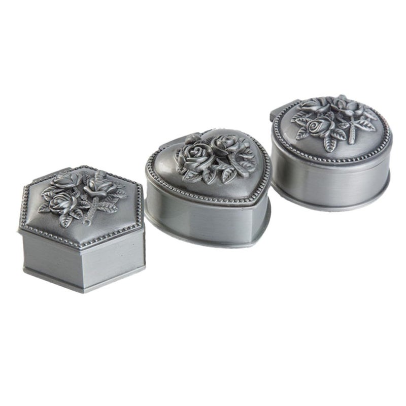 Vintage Jewelry Storage Case Set 3pcs Silver Metal Trinket Organizer Boxes For Rings Necklace Earrings Bracelet Holders Suitable For Home And Travel - Image 2