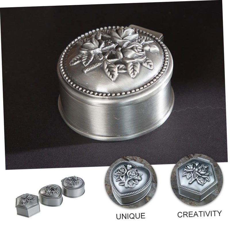 Vintage Jewelry Storage Case Set 3pcs Silver Metal Trinket Organizer Boxes For Rings Necklace Earrings Bracelet Holders Suitable For Home And Travel - Image 5