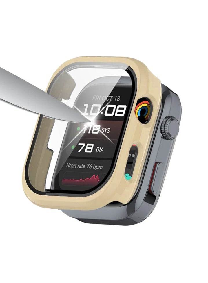 Case with Screen Protector for Huawei Watch D2, Ultra Slim Hard PC Full Coverage Proctective Case Lightweight Shockproof Anti-Scratch Bumper Cover with Tempered Glass (Beige)  - Image 1