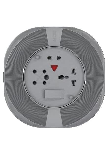 Generic Cona Smyle Clio 3-Pin Flex Box/Extension Cord with 8-Meter Wire (Grey) 