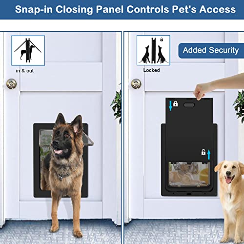 CEESC Large Dog Door for Pets Up to 100 lb, Weatherproof Pet Door for Cats and Dogs, Durable, Snap-in Closing Panel Included, Suitable for Interior and Exterior Doors (Large, Black) - Image 3