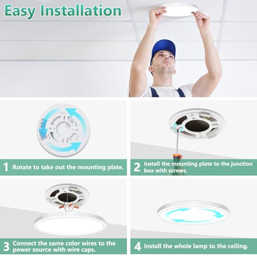 Brightever 7 Inch LED Flush Mount Ceiling Light Fixture, 15W 1600LM, Super Slim 0.67 Inch Small LED Ceiling Light, 5000K Daylight White Ceiling Lamps for Bedroom, Closet, Hallway, Non-Dimmable, 1 Pack - Image 5