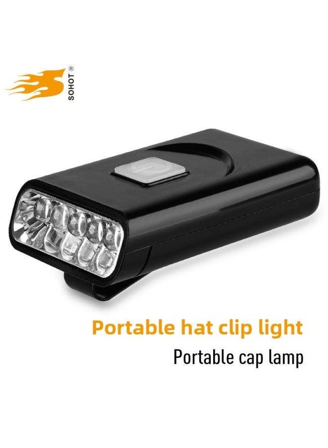 Loquat USB Charging Induction Headlight 5Led Cap Clip Light Night Fishing Supplies Bait Light Fishing Light-Color:Black - Image 2
