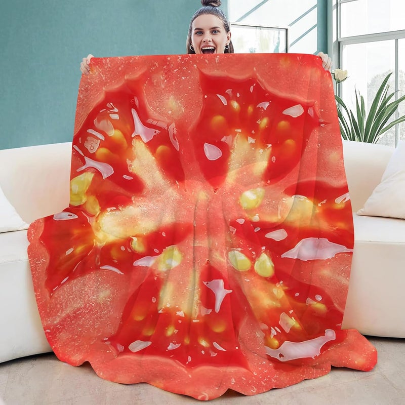 Abaysto Funny Tomato Print Throw Blanket - Soft Flannel Blanket for Adults & Kids, Sofa, Couch & Camp Chair Blanket, Nap Gifts for Boys, Girls 200CM - Image 2