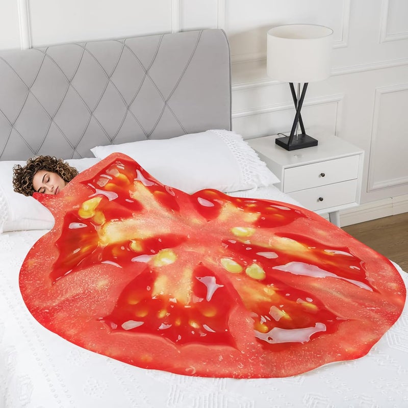 Abaysto Funny Tomato Print Throw Blanket - Soft Flannel Blanket for Adults & Kids, Sofa, Couch & Camp Chair Blanket, Nap Gifts for Boys, Girls 200CM - Image 3