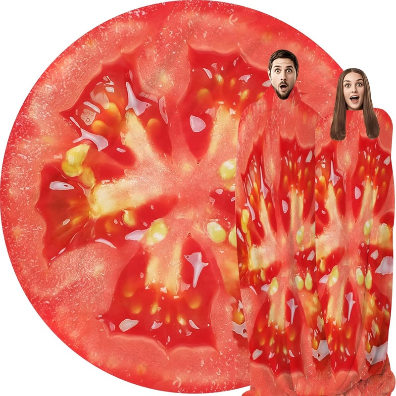 Abaysto Funny Tomato Print Throw Blanket - Soft Flannel Blanket for Adults & Kids, Sofa, Couch & Camp Chair Blanket, Nap Gifts for Boys, Girls 200CM - Image 1