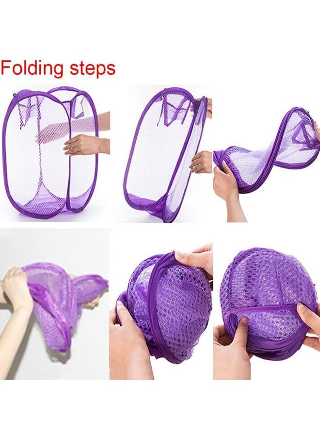 Generic Foldable Pop-Up Mesh Laundry Hamper with Side Pocket Clothes Laundry Basket Storage Bag with Carry Handles for Dirty Clothes (2 Pack)  - Image 4