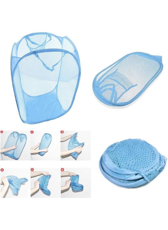 Generic Foldable Pop-Up Mesh Laundry Hamper with Side Pocket Clothes Laundry Basket Storage Bag with Carry Handles for Dirty Clothes (2 Pack)  - Image 3