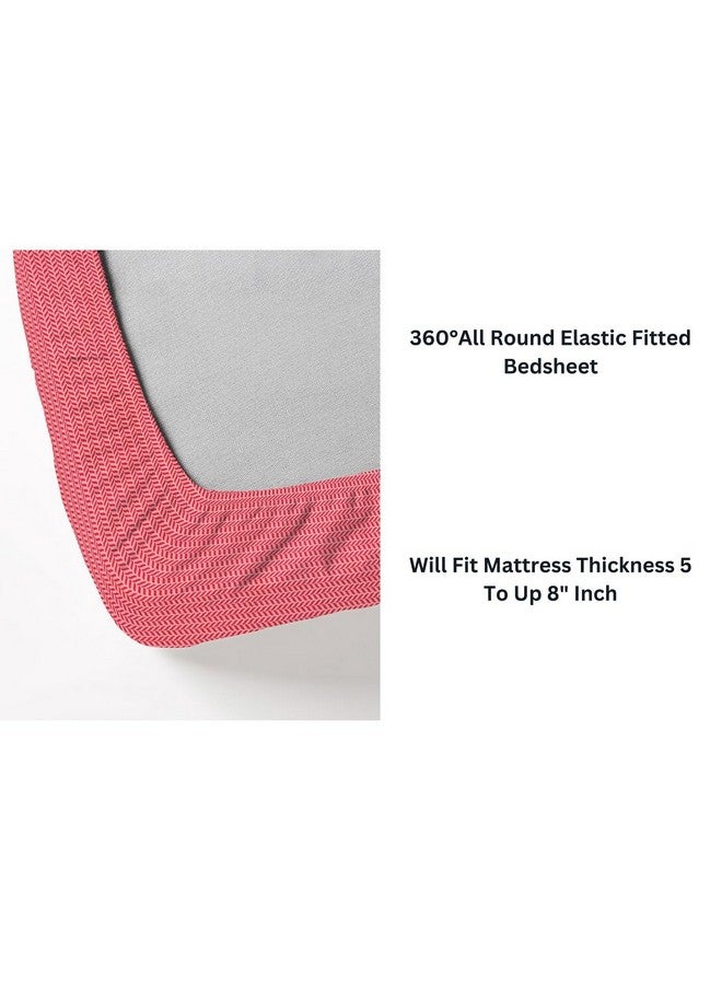 RD TREND تقدم RD TREND ملاءة سرير فاخرة من قطن جليسي سوبر سوفت 210 TC بحواف مرنة 360° بحجم كينغ (78X72X8 بوصة) مع 2 غطاء وسادة، اللون - أحمر كورال، النمط - أوراق صغيرة - Image 5