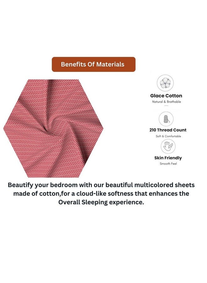 RD TREND تقدم RD TREND ملاءة سرير فاخرة من قطن جليسي سوبر سوفت 210 TC بحواف مرنة 360° بحجم كينغ (78X72X8 بوصة) مع 2 غطاء وسادة، اللون - أحمر كورال، النمط - أوراق صغيرة - Image 4