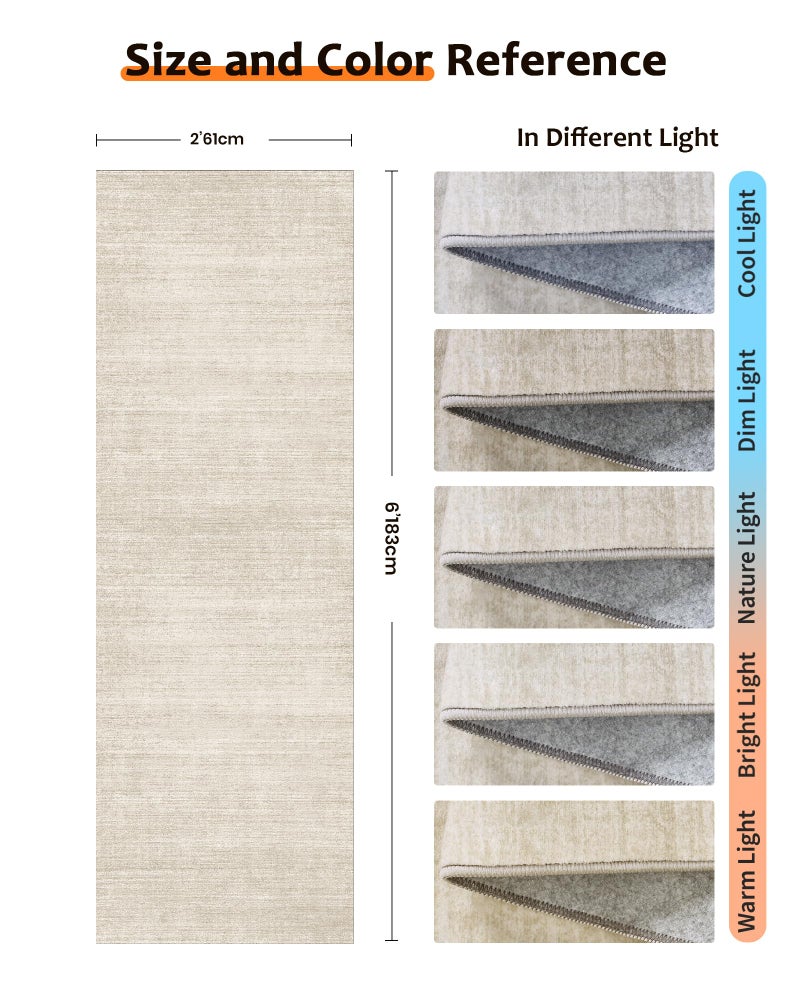 Art&Tuft Hallway Runner Rug - 2x6 Runner Rug No Slip Low-Pile Rugs Runners, Soft Distressed Washable Carpet Runner for Hallways Bedroom Bathroom Kitchen Laundry Living Room, Beige - Image 2