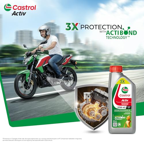 Castrol Activ 20W-40 4T Engine Oil for Bikes with Synthetic Technology (900ML) | 3X Protection with Actibond Technology | Engine Protection for bikes | API SN and JASO MA2 - Image 4