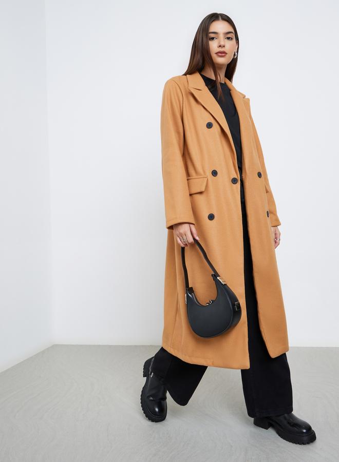 ستايلي معطف ميدي مزدوج الصدر بخامة شبيهة بالصوف - Image 1