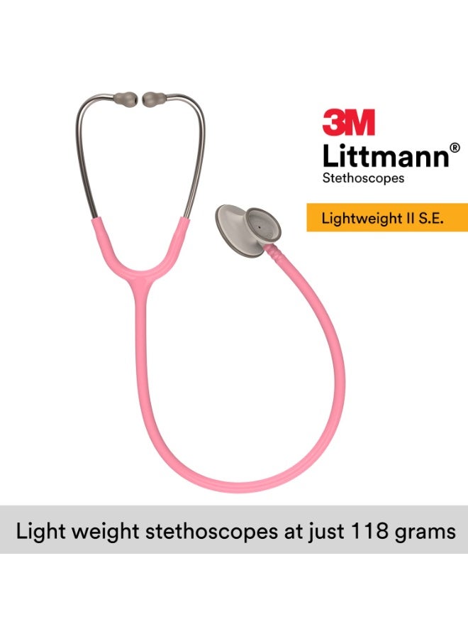 ليتمان 3M Littmann Lightweight II S.E. سماعة طبية أصلية – للجراحات والتشخيص، أنبوب لؤلؤي وردي، طول 28 بوصة - Image 2