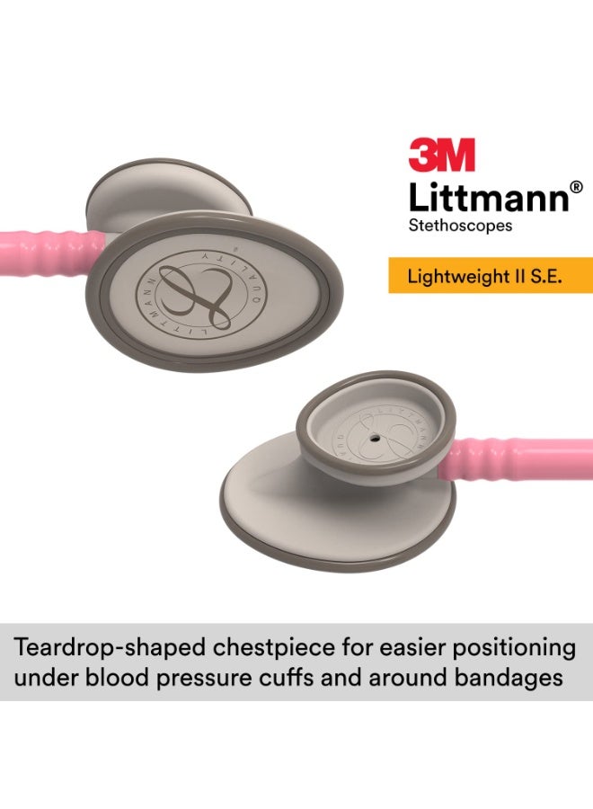 ليتمان 3M Littmann Lightweight II S.E. سماعة طبية أصلية – للجراحات والتشخيص، أنبوب لؤلؤي وردي، طول 28 بوصة - Image 3
