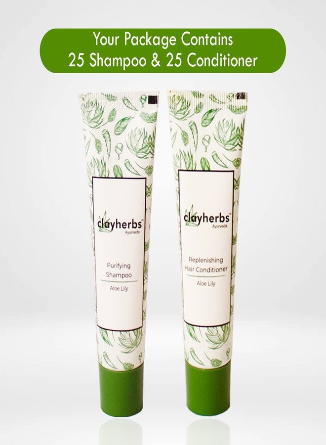 Clayherbs Pack-50 (22ml) Bulk Hotel Amenities | Toileties For Hospitality | Travel Size Mini Shampoo and Conditioner | Hotel Shampoo | Nourishing | Biodegradable Shampoo | Supplies for Guests | 22ml Tubes | 25pc Shampoo/ 25pc Conditioner - Image 2