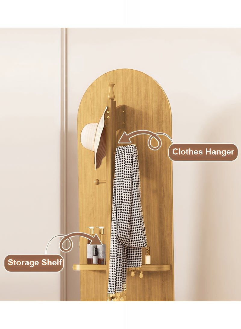 تايمي مرآة طويلة 166x46سم - مرآة دوارة مزودة بعلاقة ملابس خلفية ورفوف تخزين - مرآة خشبية بتصميم انيق وديكور عصري مناسبة لغرف اللبس وغرف النوم وبجانب الباب - Image 3