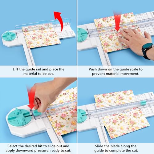Ecraft 4-in-1 Paper Trimmer: 12" Craft Paper Cutter with Straight, Wavy, Dotted, Perforated & Creasing,Perfect for Cutting Cardstock, Coupons, Labels, Photos, Ideal Multi-Function Scrapbooking Tool - Image 5
