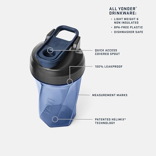 YETI Yonder Helimix Vortex Blender Shaker Bottle Holds up to 20oz No Blending Ball or Whisk USA Made Portable Pre Workout Whey Protein Drink Shaker Cup Dishwasher Safe Navy - Image 3