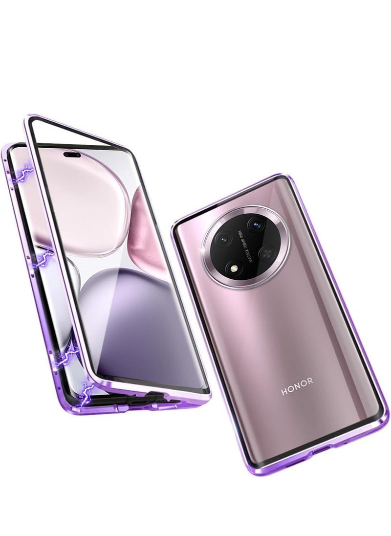 Generic Case Compatible with Honor X9c 5G/Honor X60 Pro, Magnetic Body Metal Frame Double Sided Clear Tempered Glass Cover with Camera Protection 