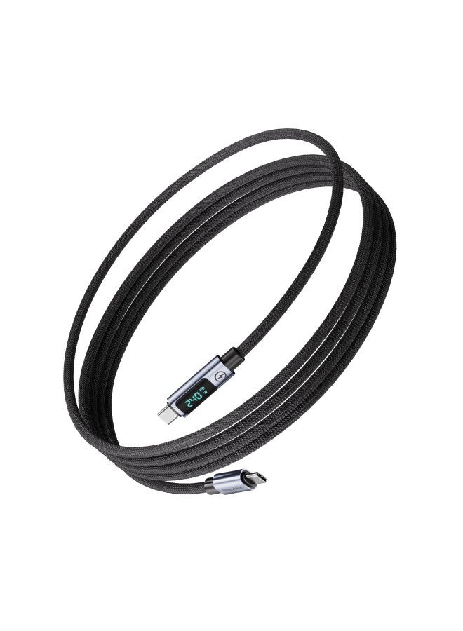 blupebble كابل شحن سريع LED USB-C إلى USB-C بقوة 240 واط من PowerFlow2 | كابل عرض LED مضفر بطول 1.2 متر | PD 3.1 E-Marker | متين، نقل بيانات عالي السرعة - Image 1