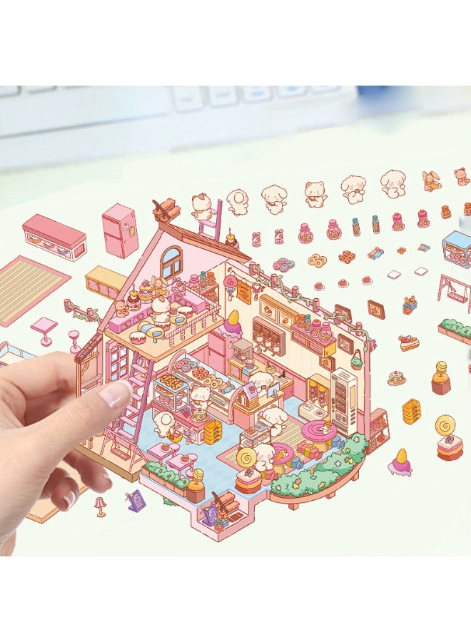 NIBEMINENT 3 Pcs Cartoon Candy House Deco Kit Waterproof Stickers, High Definition Printing Bright Colors, Suitable for Laptop Skateboard Luggage Water Bottle Guitar DIY - Image 3