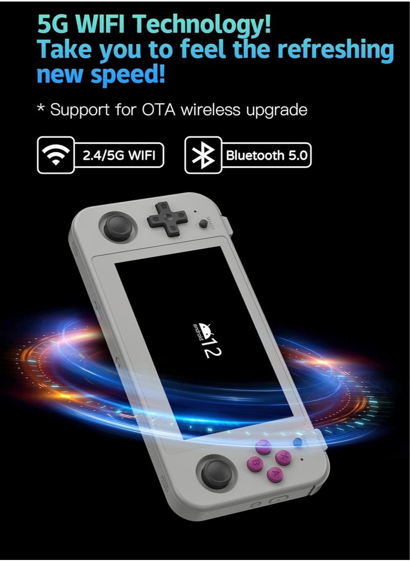 ANBERNIC  RG505 Retro Game Handheld Game Console with 128GB TF-card Built-in 3000+ Games, 4.95-inch OLED Touch Screen with Android 12 System, Unisoc Tiger T618 and Compatible with Google Play Store (Grey)  - Image 4