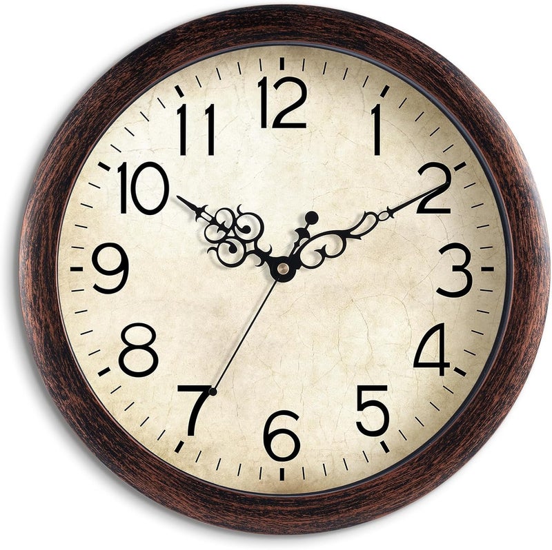 KECYET Wall Clock 12 Inch Vintage Wall Clocks Battery Operated Quartz Silent Non-Ticking Retro Rustic Style Clock Decorative for Living Room, Home Office, Kitchen,Bedroom (Bronze) - Image 1