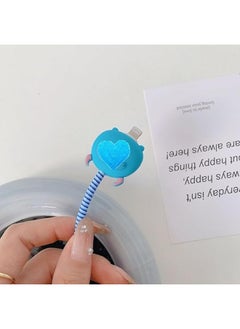 Generic ZOSTLAND Cute Cartoon Blue Monster DIY Protector Data Cable 18W 20W USB Charger Line Earphone Wire Saver Organizer Compatible with iPhone 11 12 13 14 15 Pro Max (Blue Monster)  - Image 3