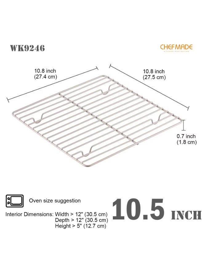 chefmade 10.5" Non Stick Baking Rack Durable Wire Cooling Baking Grid for Even Heat Circulation, Fat Draining, and Professional Quality Cooking Baking Performance - Image 2