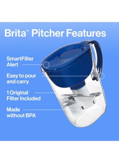 BRITA Brita Everyday Standard Water Filter Pitcher with SmartLight Filter Change Indicator, Reduces Copper, Cadmium and Mercury Impurities, Includes 1 Filter, BPA-Free, Lasts 2 Months, 10-Cup, Mazarine Blue  - Image 2