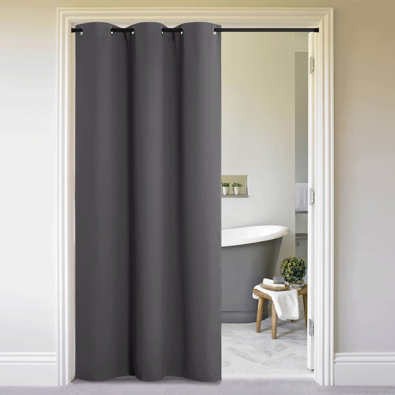 NICETOWN NICETOWN Doorway Curtain Privacy Door Cover Curtain Sound Reducing Winter Insulated Thermal Room Darkening Blackout Curtains for Bedroom 84 inch Length 1 Panel 5ft Wide by 7ft Long Gray