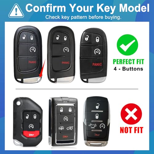 AAWQVRG Key Fob Cover for Jeep - Premium Soft TPU Shell Full Protection Case with Keychain, Fits Grand Cherokee Compass Renegade Chrysler Dodge RAM Durango Challenger Journey Dart Fiat, Purple, 4-Button - Image 2