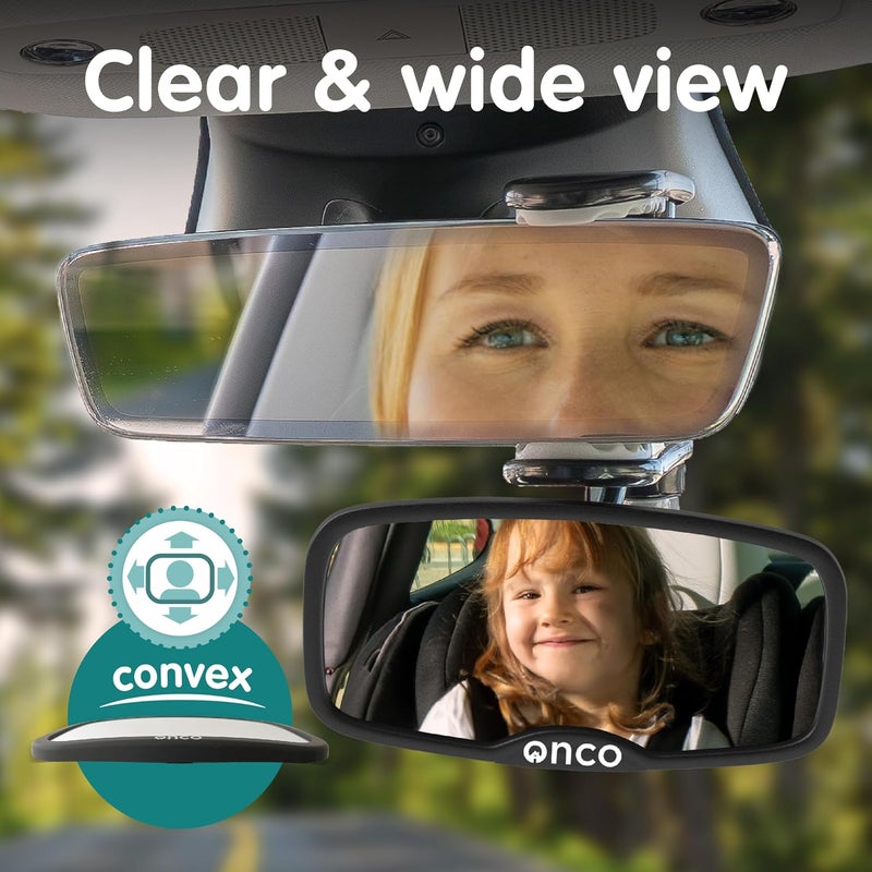 Onco Forward-Facing Baby Car Mirror - Clip-On Car Mirror for Baby, Forward Facing Car Seat Mirror, 100% Shatterproof & Shakeproof Baby Mirror for Car, Car Seat Mirror for Baby, Baby Travel Gear - Image 2