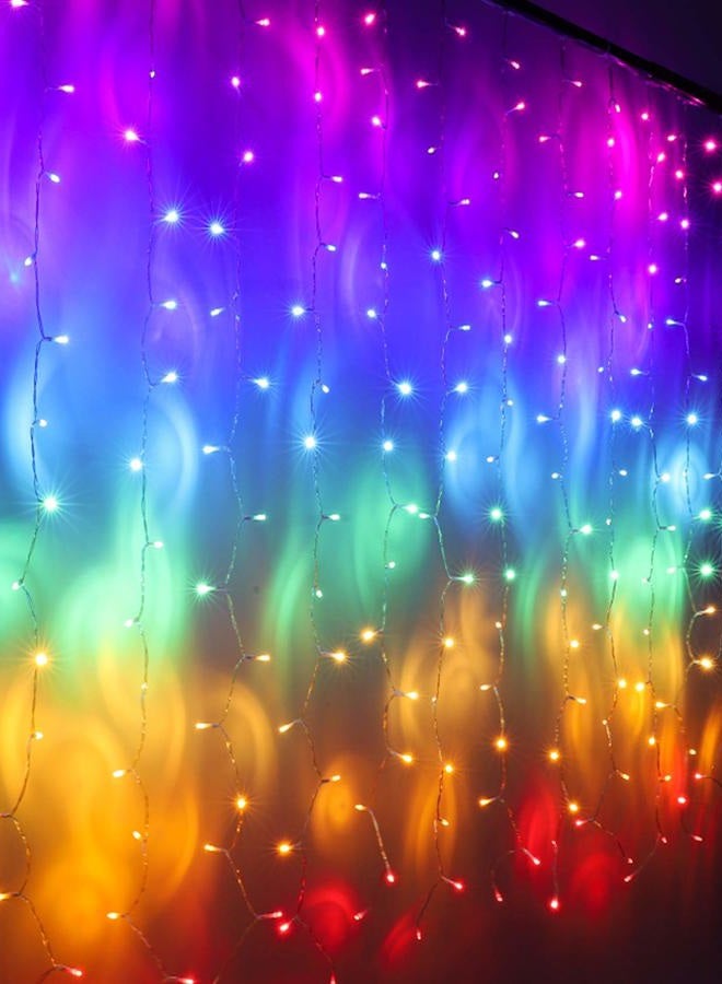 CoziTech Rainbow Fairy String Curtain Lights with Touch Dimmer Switch, Hanging LED Icicle Rainbow Lights Curtain for Girls Bedroom, Teen Room, Kids Room, Unicorn Room, Birthday, Holiday Décor (Rainbow) - Image 1