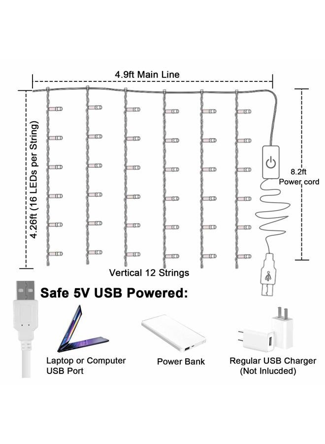 CoziTech Rainbow Fairy String Curtain Lights with Touch Dimmer Switch, Hanging LED Icicle Rainbow Lights Curtain for Girls Bedroom, Teen Room, Kids Room, Unicorn Room, Birthday, Holiday Décor (Rainbow) - Image 4