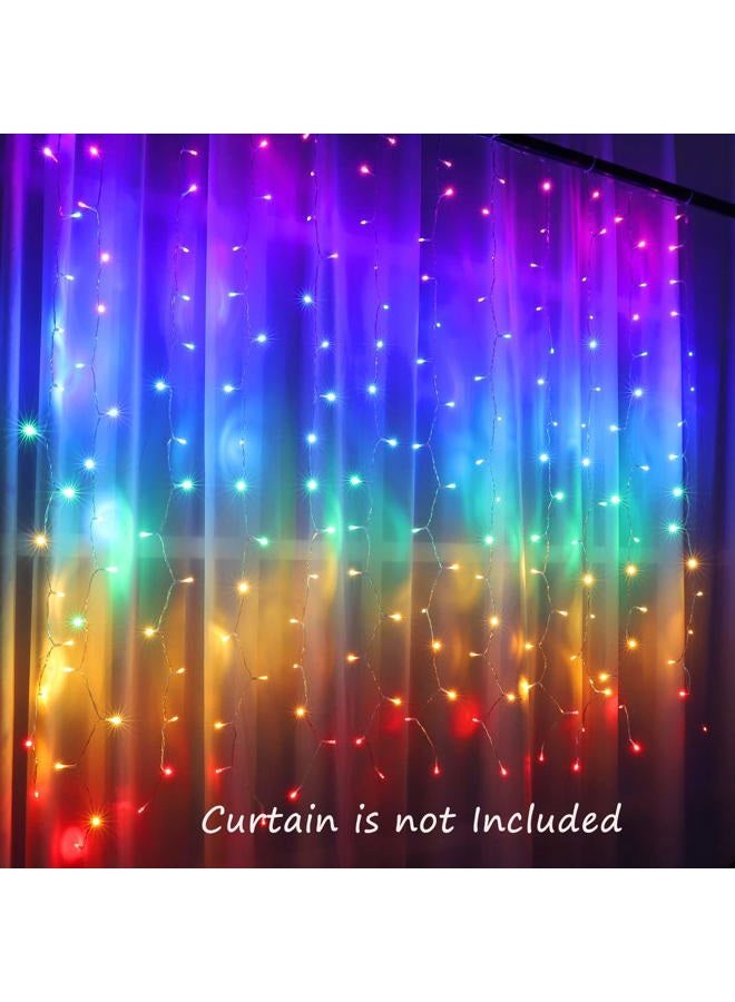 CoziTech Rainbow Fairy String Curtain Lights with Touch Dimmer Switch, Hanging LED Icicle Rainbow Lights Curtain for Girls Bedroom, Teen Room, Kids Room, Unicorn Room, Birthday, Holiday Décor (Rainbow) - Image 2