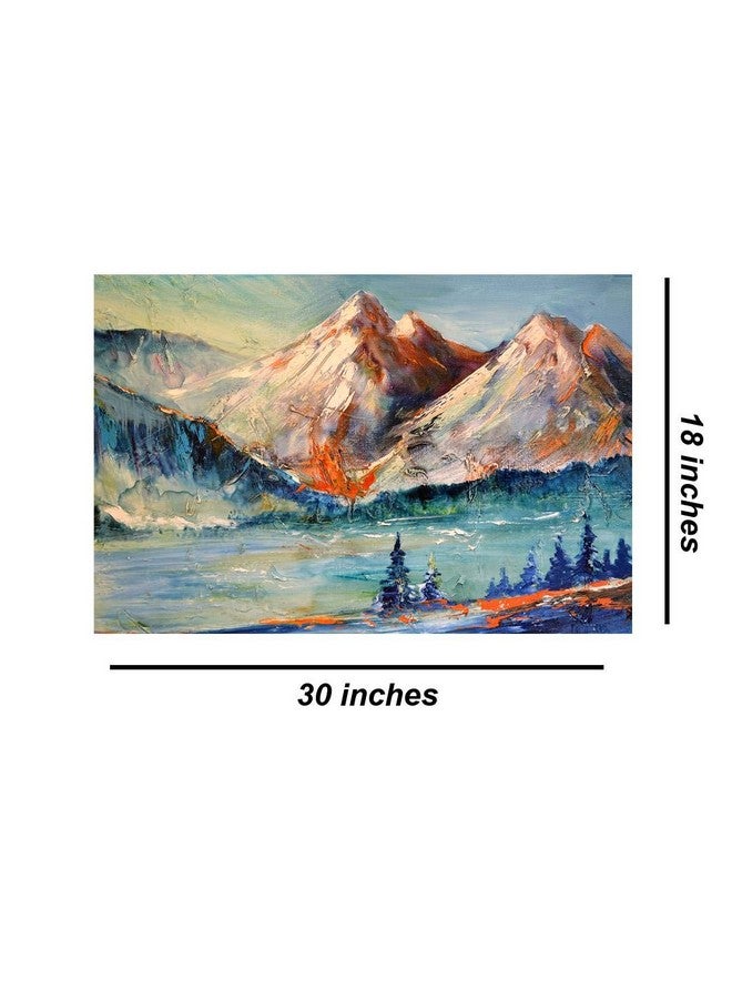 999STORE mountain with river view modern art Canvas Painting for wall décor mountains painting with frame 18X30 Inches - Image 5