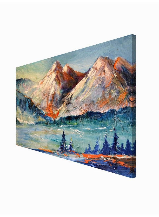 999STORE mountain with river view modern art Canvas Painting for wall décor mountains painting with frame 18X30 Inches - Image 3