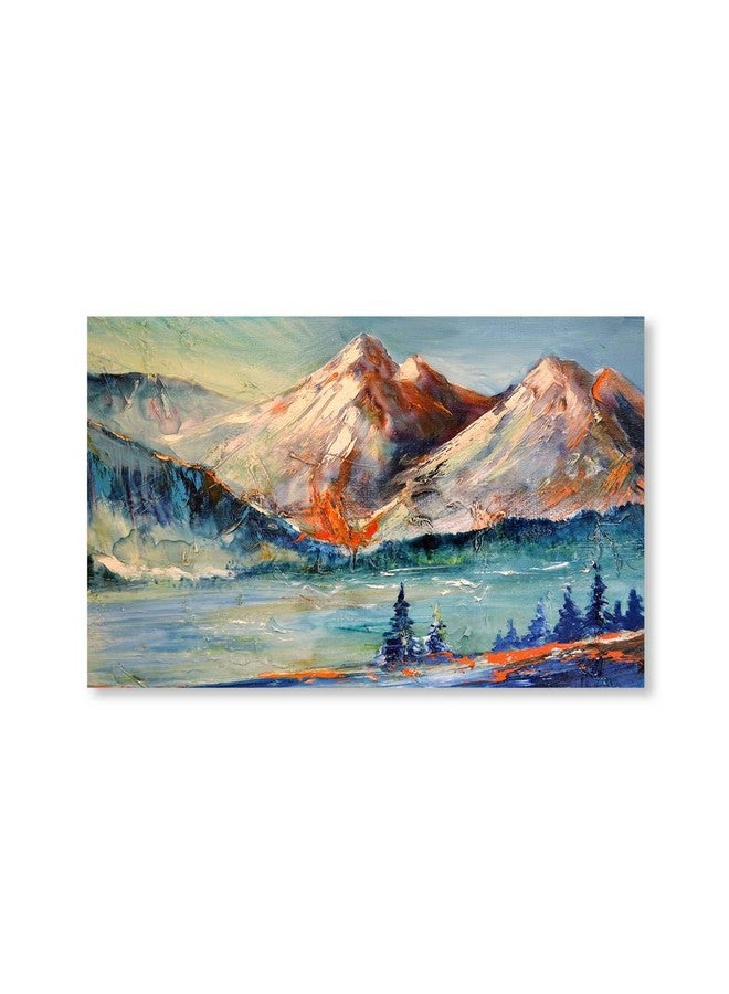 999STORE mountain with river view modern art Canvas Painting for wall décor mountains painting with frame 18X30 Inches - Image 2