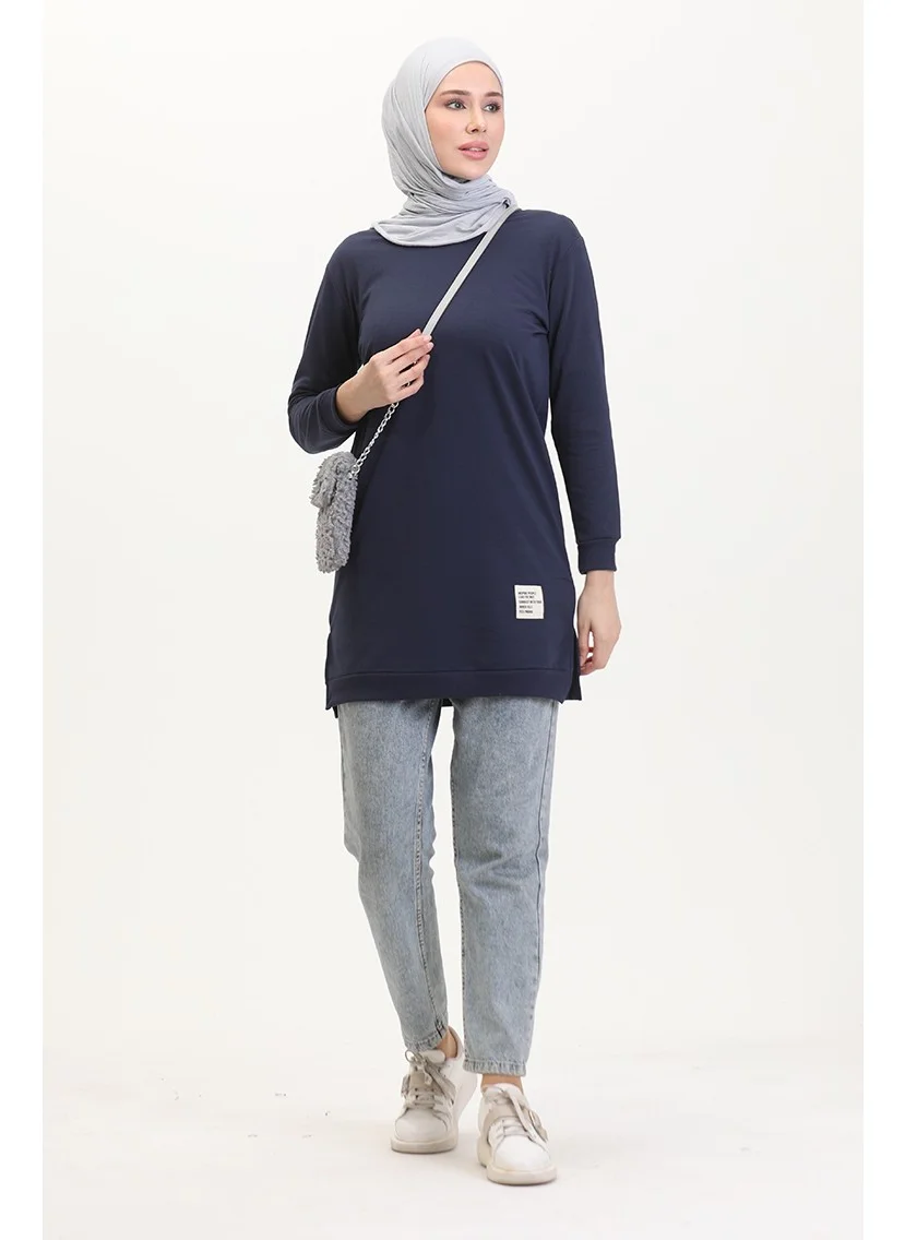 Sefa Merve Slit Sports Tunic 0529-04 Navy Blue