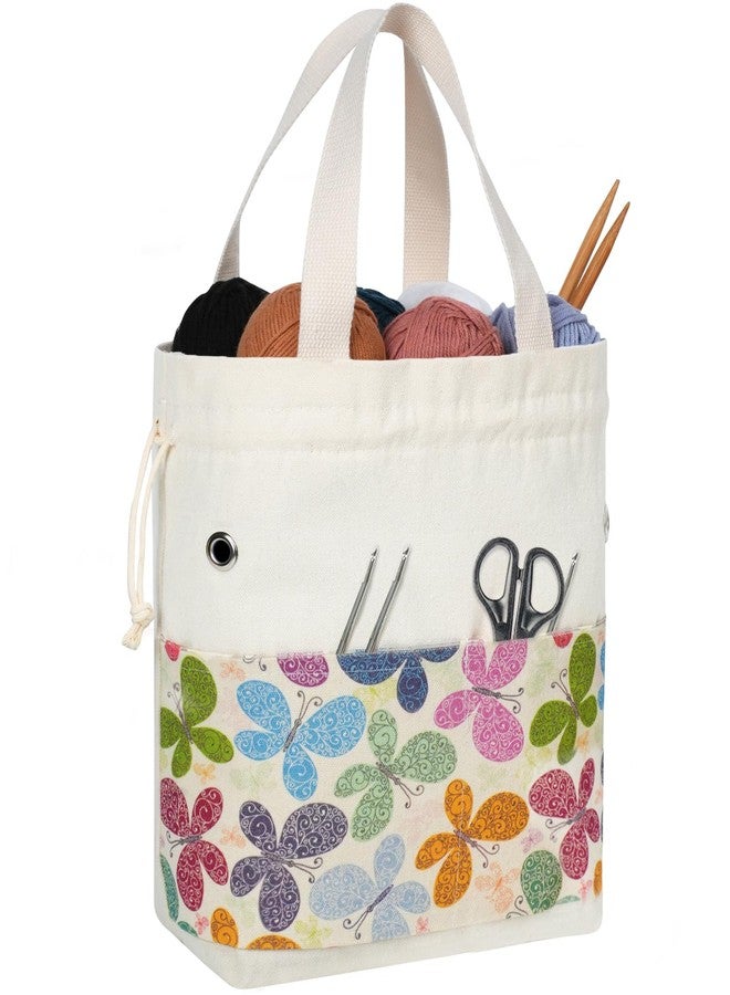 TOGETRUE Yarn Bag, Knitting Crochet Tote Bag, Yarn Storage Bags Organizer, Crochet bags for Crocheting Project, Store Skein Ball, Short Knitting Needle (Butterfly) - Image 1