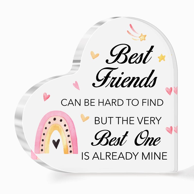 aPamr Friendship Gift for Friends Friend Gifts for Girls Women Christmas Birthday Best Friend Can Be Quote Acrylic Heart Plaque for Bestie female Friend A551 - Image 1