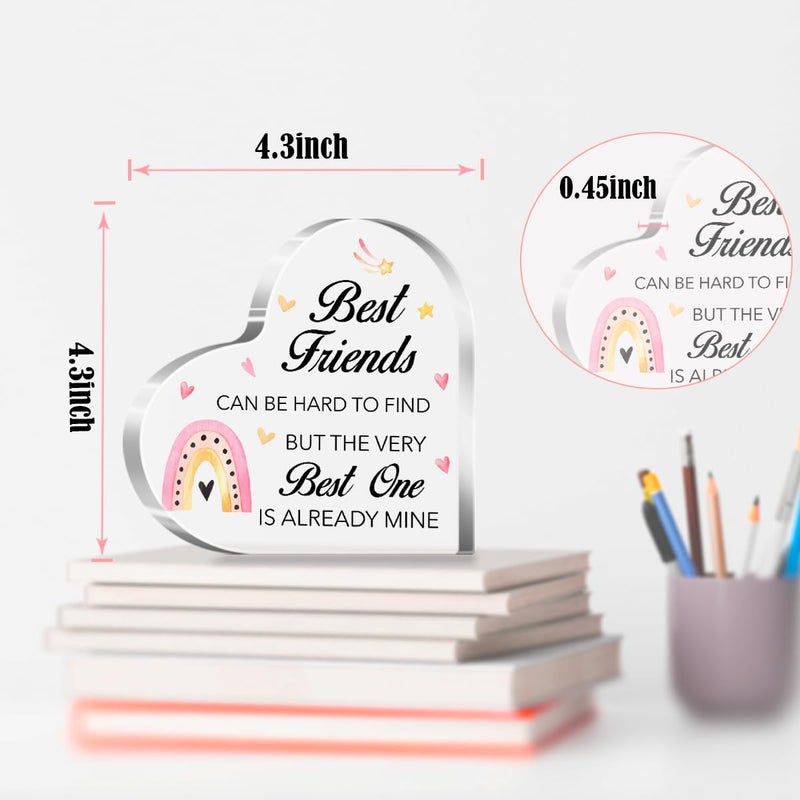 aPamr Friendship Gift for Friends Friend Gifts for Girls Women Christmas Birthday Best Friend Can Be Quote Acrylic Heart Plaque for Bestie female Friend A551 - Image 3