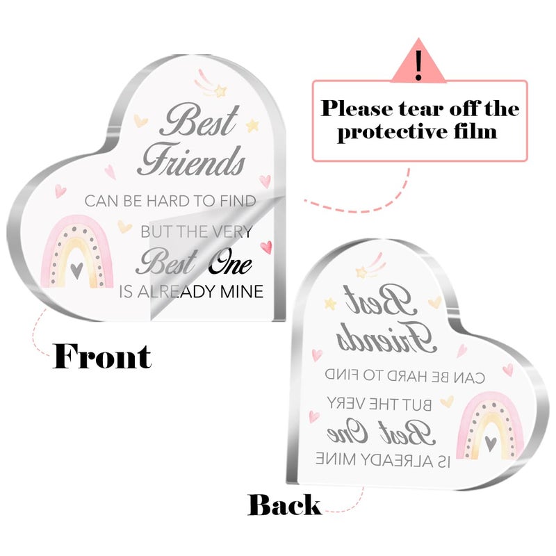 aPamr Friendship Gift for Friends Friend Gifts for Girls Women Christmas Birthday Best Friend Can Be Quote Acrylic Heart Plaque for Bestie female Friend A551 - Image 2