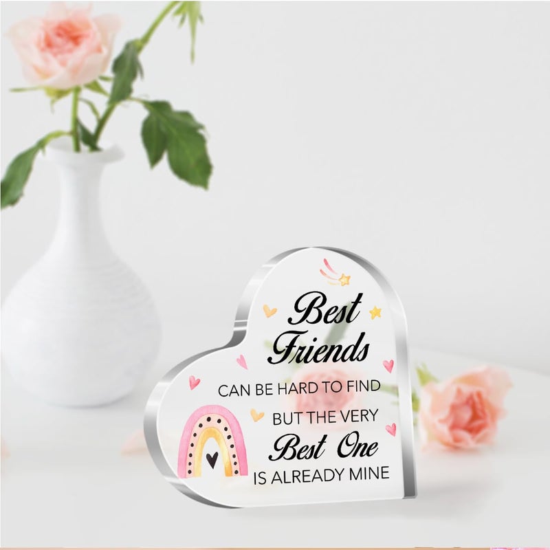 aPamr Friendship Gift for Friends Friend Gifts for Girls Women Christmas Birthday Best Friend Can Be Quote Acrylic Heart Plaque for Bestie female Friend A551 - Image 5