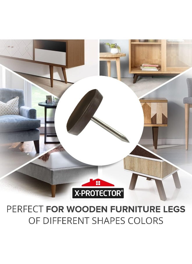 X-Protector Chair Glides – 1 Inch Furniture Glides 40 Pieces – Brown Nail-On Chair Sliders – Premium Chair Leg Floor Protectors  - Image 4
