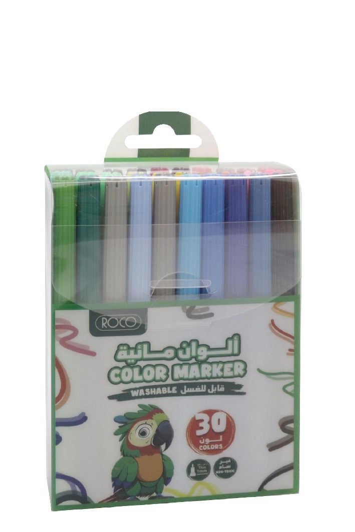 ROCO Washable Color Marker – 30 Pieces, Assorted Colors  - Image 1
