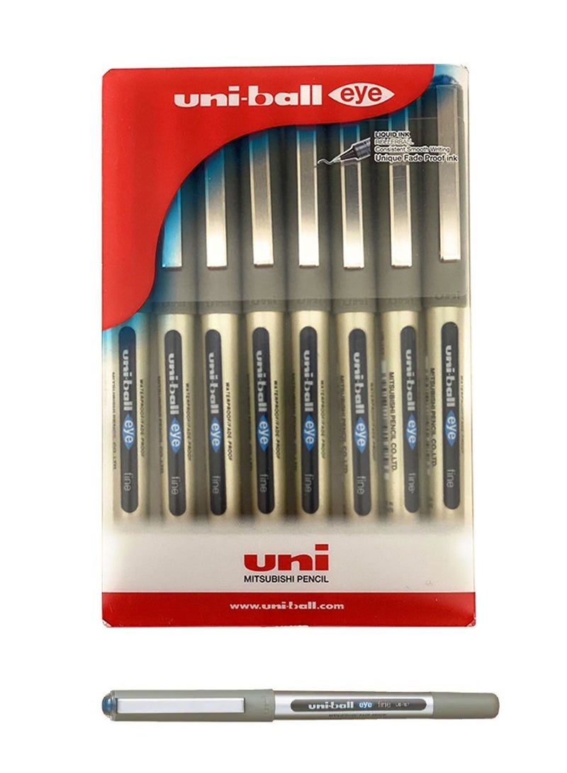 Uniball 8-Piece Eye Fine Roller Pen 0.7mm Tip Blue Ink - Image 1