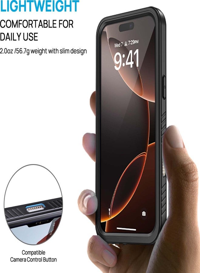 جراب Lanhiem المغناطيسي المقاوم للماء والغبار لهاتف iPhone 16 Pro Max مع واقي شاشة [متوافق مع MagSafe]، غطاء هاتف قوي ومتين كامل الجسم لهاتف iPhone 16 Pro Max 6.9 بوصة (أسود/شفاف) - Image 4